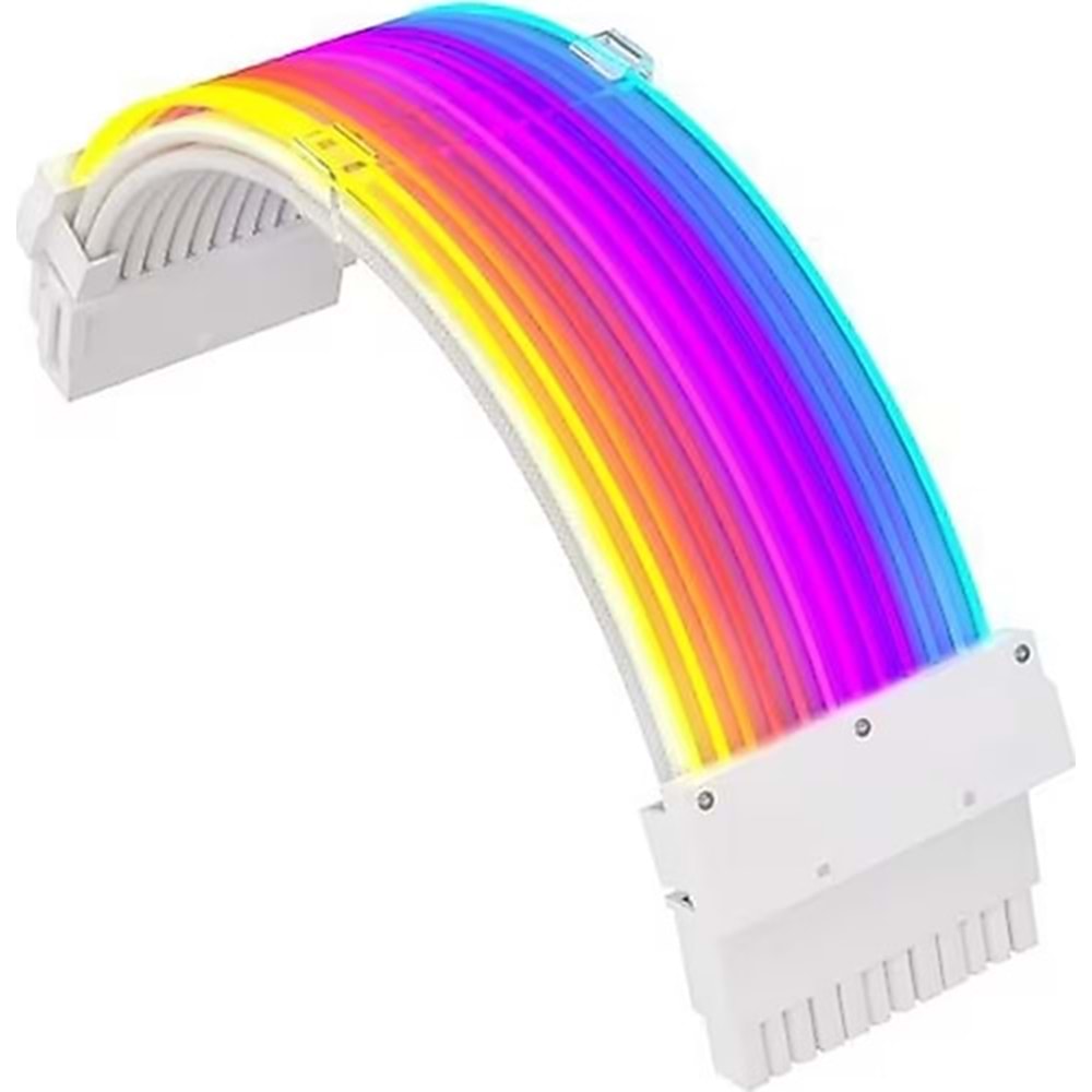 Slv-24P-W Sleeved 24 Pin Anakart Güç Uzatma Kablosu Beyaz ARGB