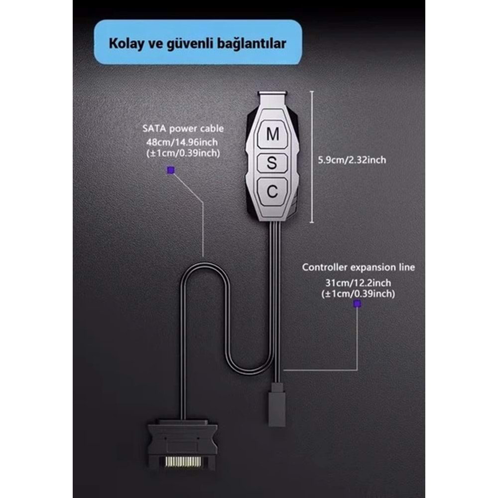 SNT Energy SNT AR-01 ARGB Kontrolcü Controller Denetleyici 5v 3pin SATA Güç Beslemeli 1 Port