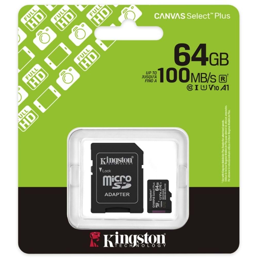 KINGSTON CANVAS SELECT PLUS 64GB GEN3 MICRO SDXC UHS-I 100MB/S (SDCS3/64GB)