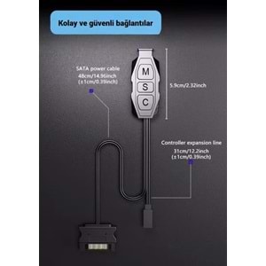 SNT Energy SNT AR-01 ARGB Kontrolcü Controller Denetleyici 5v 3pin SATA Güç Beslemeli 1 Port