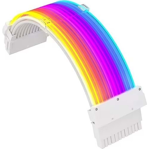 Slv-24P-W Sleeved 24 Pin Anakart Güç Uzatma Kablosu Beyaz ARGB