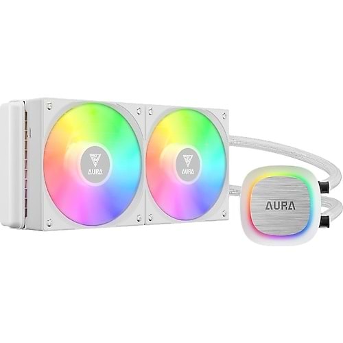 GAMDIAS AURA GL240 V2 WH, White Edition, 240mm, RGB, 2 Fanlı,CPU Sıvı Soğutma