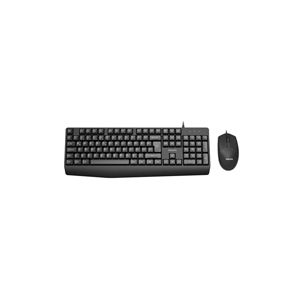 PHILIPS SPT6237B, Siyah, Türkçe Q, USB Kablolu, Klavye Mouse Set