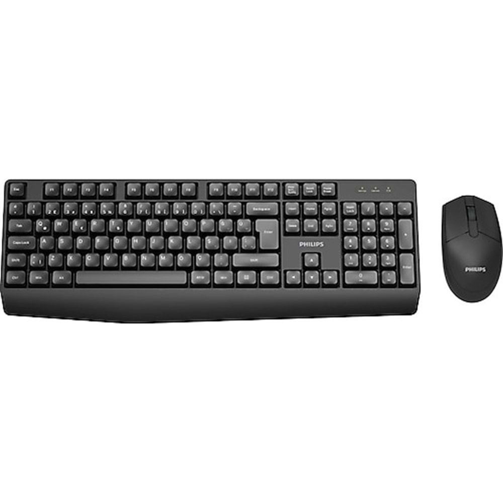 PHILIPS SPT6337B, Siyah, Türkçe Q, 2.4Ghz Kablosuz, Klavye Mouse Set